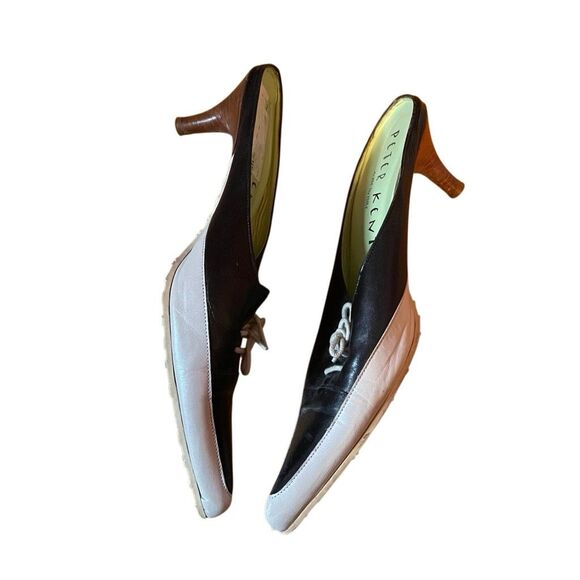 PETER KENT | black silver leather kitten heel mules 38 - Picture 5 of 13